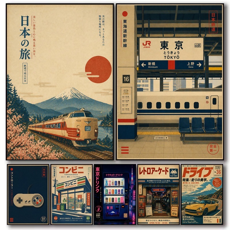 Japanese Lifestyle And Traditions - لوحة قماشية فنية جدارية بتصميم عتيق